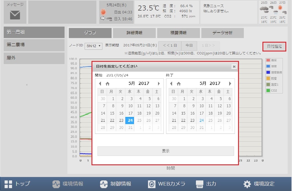 日にち範囲指定